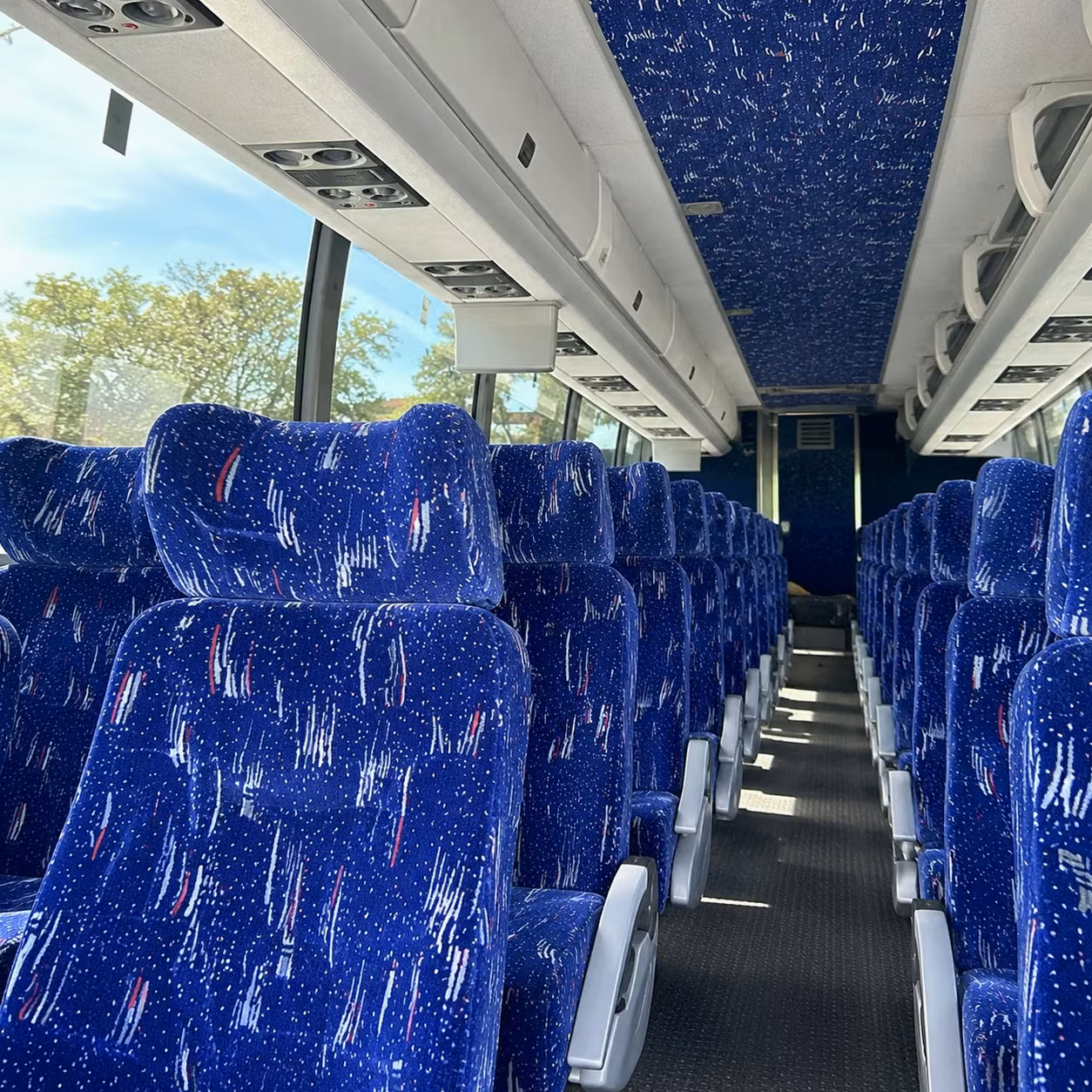 frisco charter bus rental interior